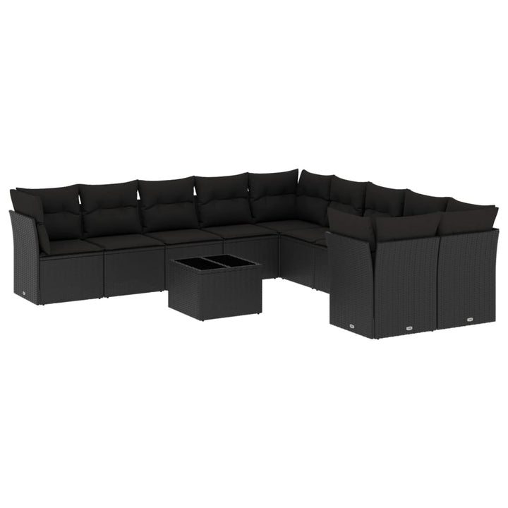 sofasæt til haven 11 dele med hynder polyrattan sort