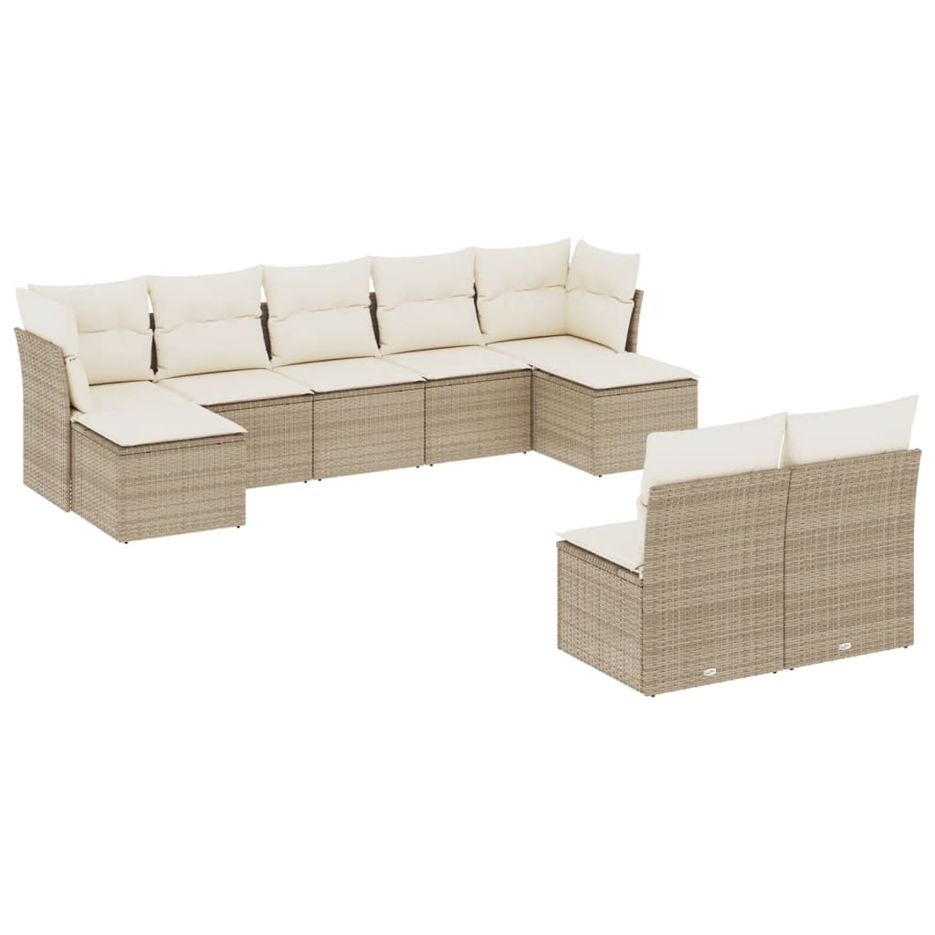 sofasæt til haven 9 dele med hynder polyrattan beige