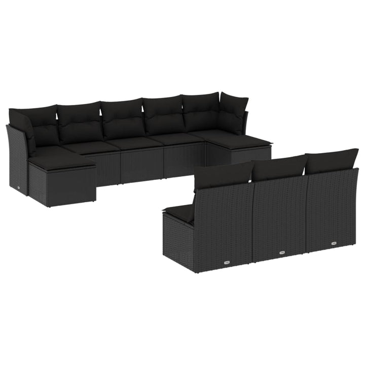 sofasæt til haven 10 dele med hynder polyrattan sort