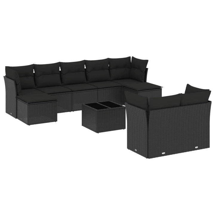 sofasæt til haven 10 dele med hynder polyrattan sort