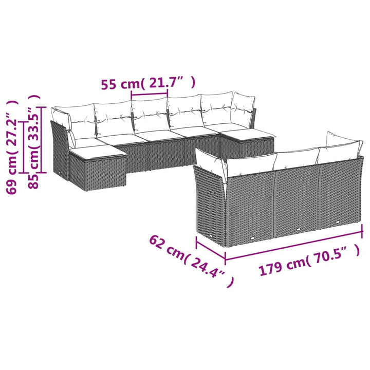 sofasæt til haven 10 dele med hynder polyrattan beige