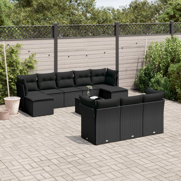 sofasæt til haven 11 dele med hynder polyrattan sort