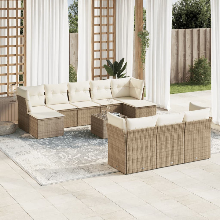 sofasæt til haven 11 dele med hynder polyrattan beige
