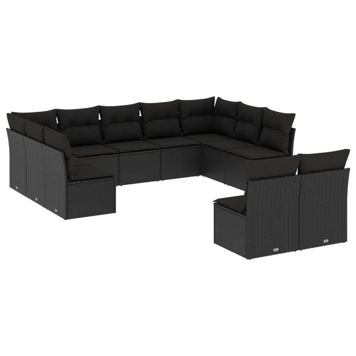 sofasæt til haven 11 dele med hynder polyrattan sort