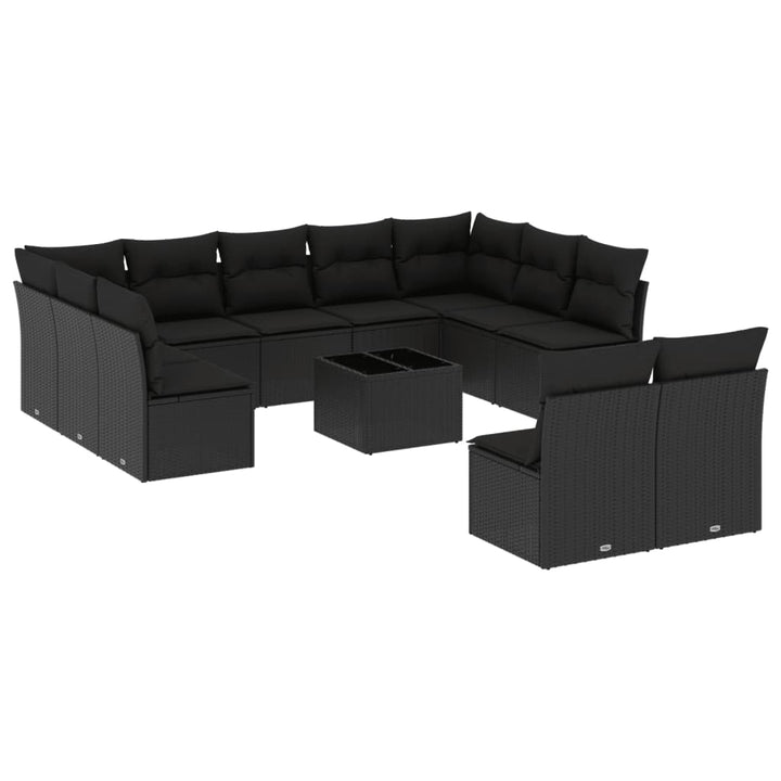 sofasæt til haven 12 dele med hynder polyrattan sort