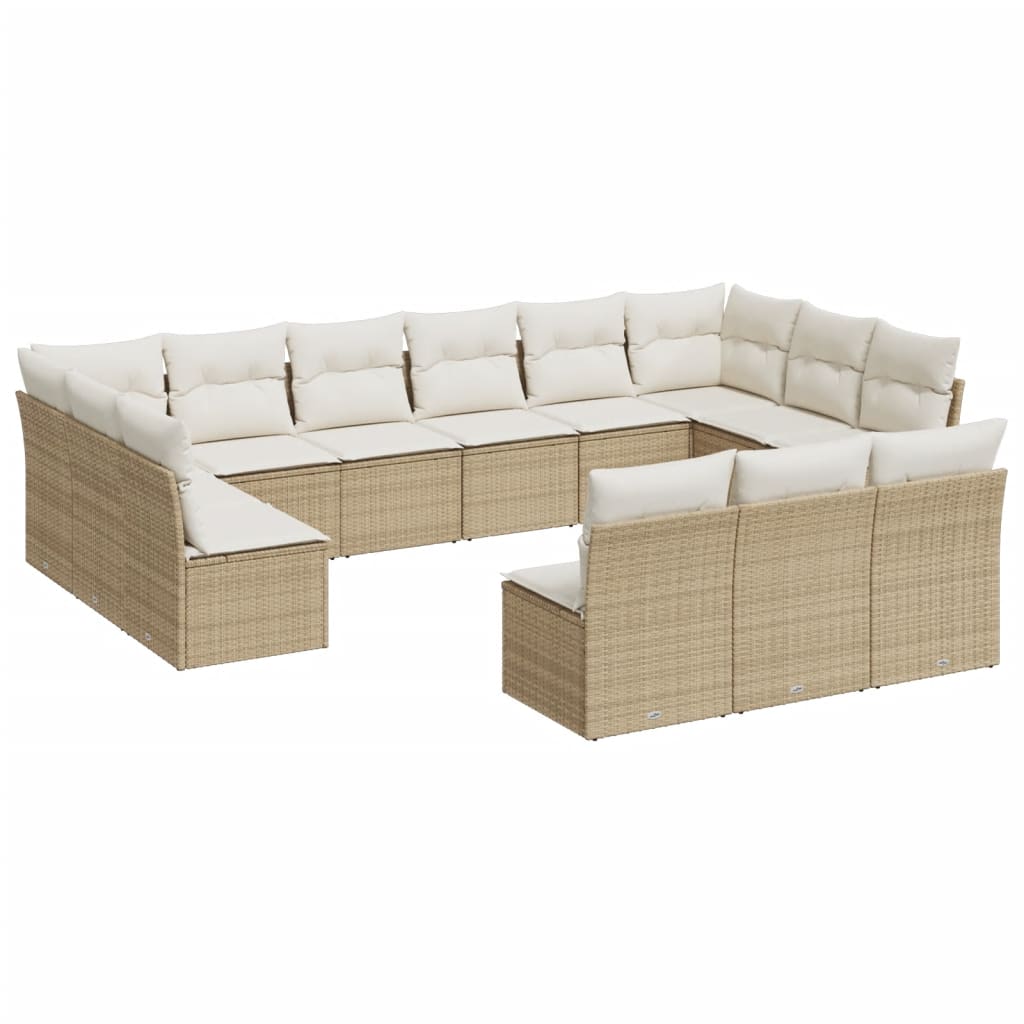 sofasæt til haven 13 dele med hynder polyrattan beige