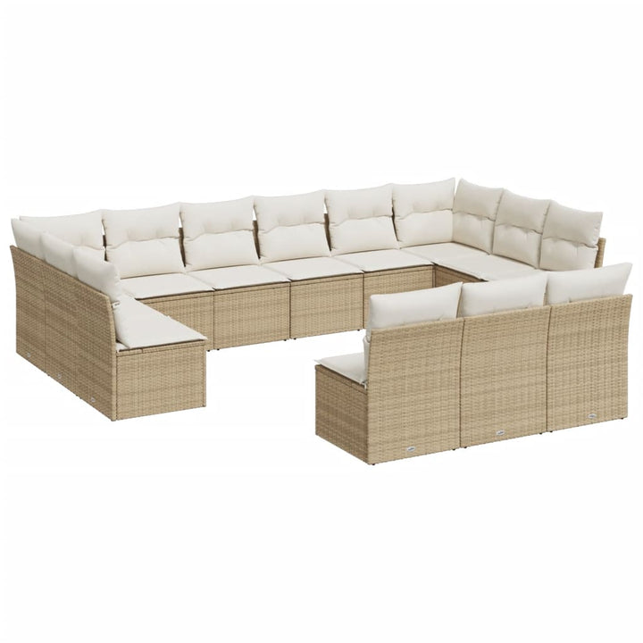 sofasæt til haven 13 dele med hynder polyrattan beige
