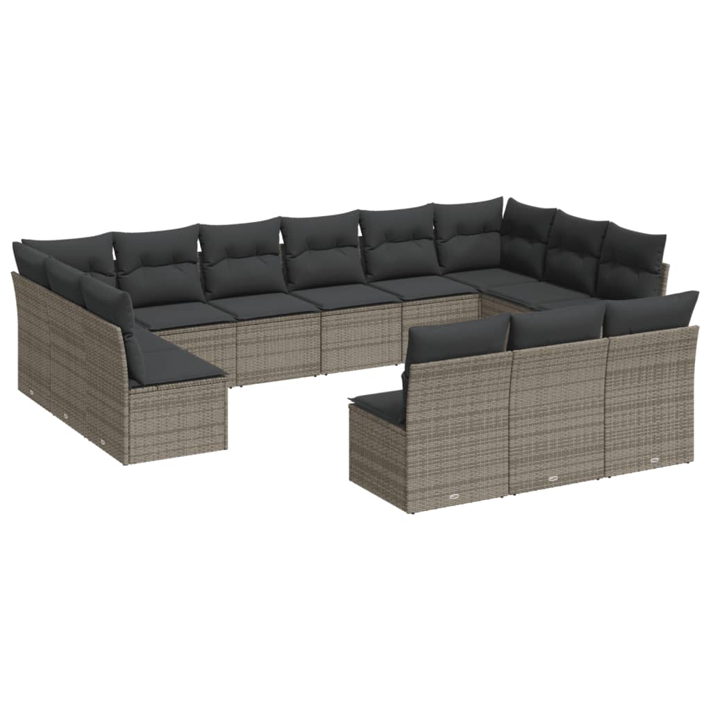 sofasæt til haven 13 dele med hynder polyrattan grå
