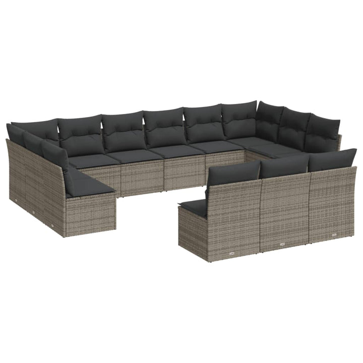 sofasæt til haven 13 dele med hynder polyrattan grå