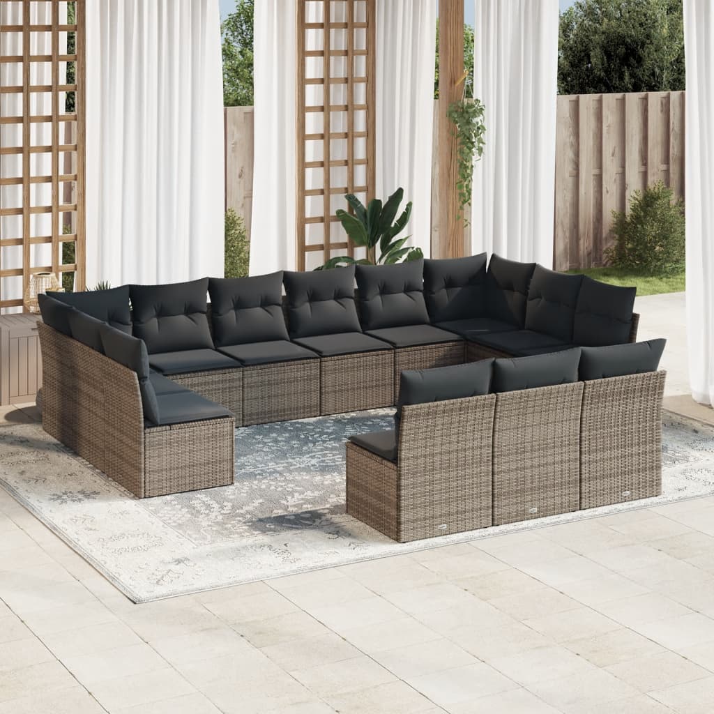 sofasæt til haven 13 dele med hynder polyrattan grå