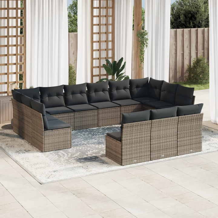 sofasæt til haven 13 dele med hynder polyrattan grå