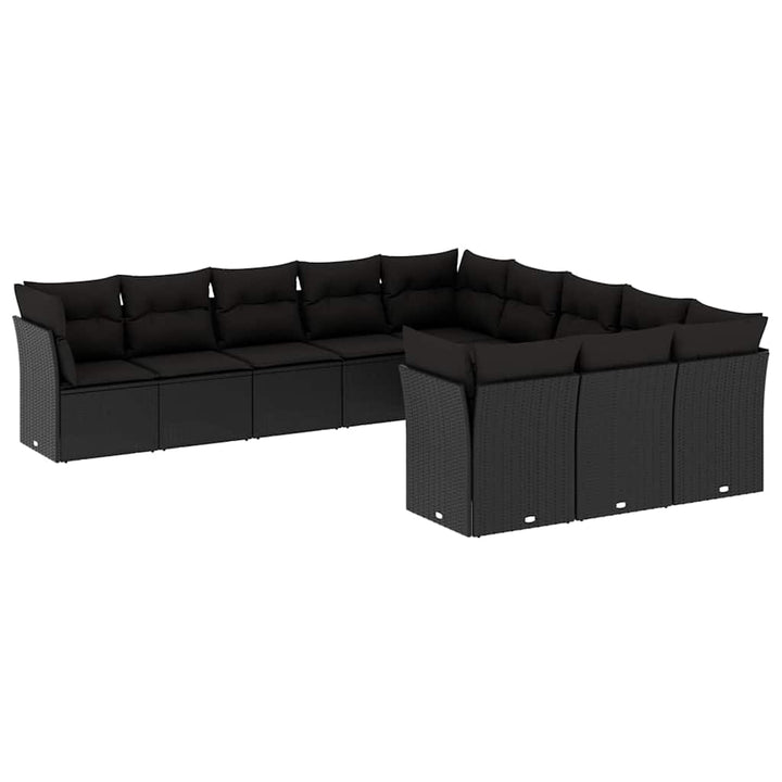 sofasæt til haven 11 dele med hynder polyrattan sort