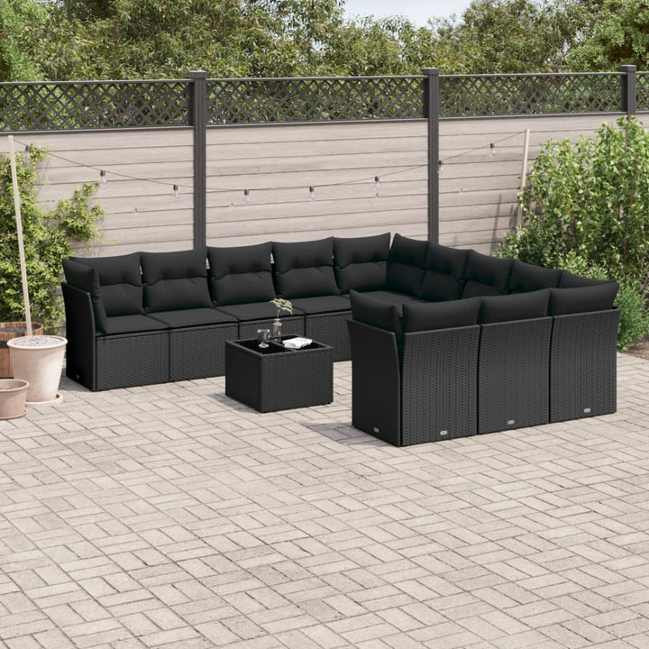 sofasæt til haven 12 dele med hynder polyrattan sort