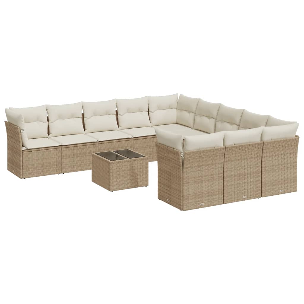 sofasæt til haven 12 dele med hynder polyrattan beige