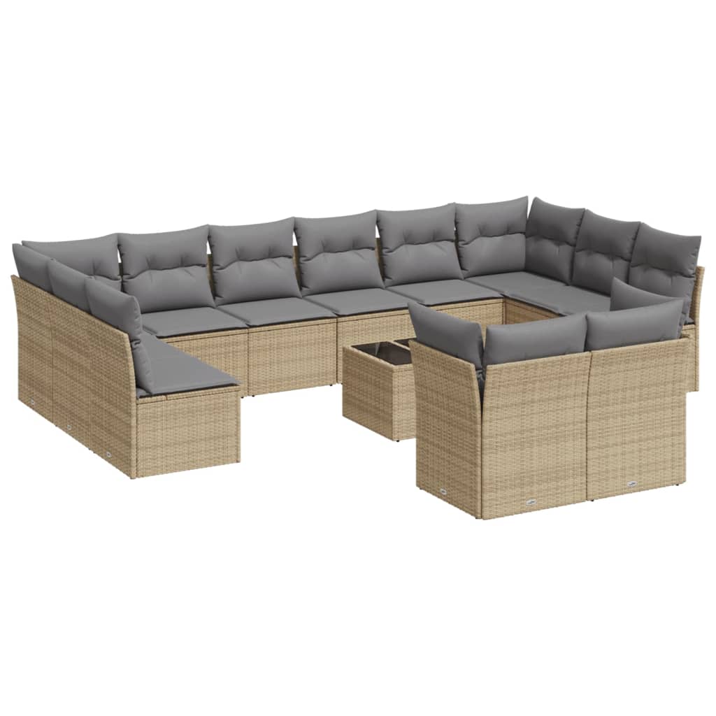 sofasæt til haven 13 dele med hynder polyrattan beige