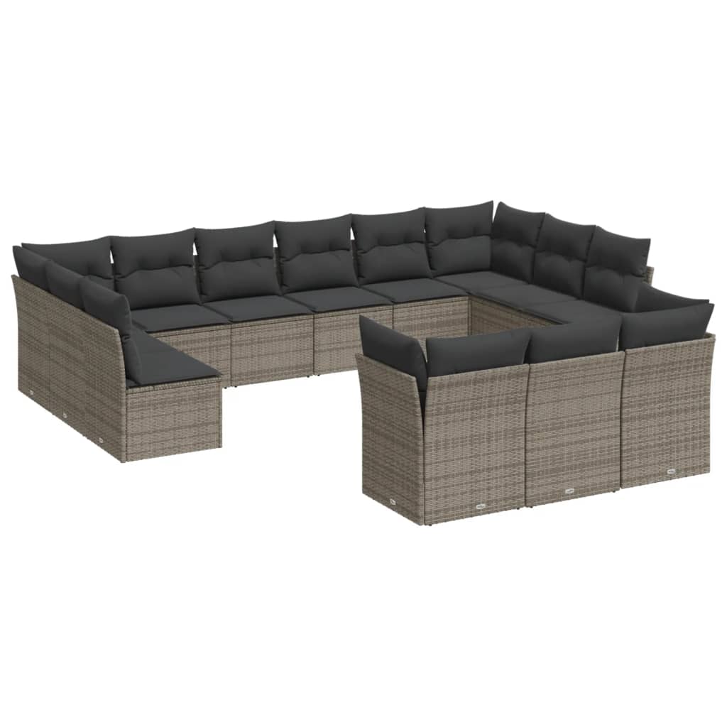 sofasæt til haven 13 dele med hynder polyrattan grå