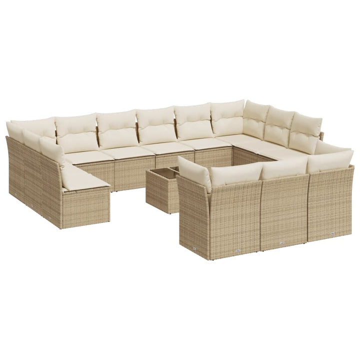 sofasæt til haven 14 dele med hynder polyrattan beige