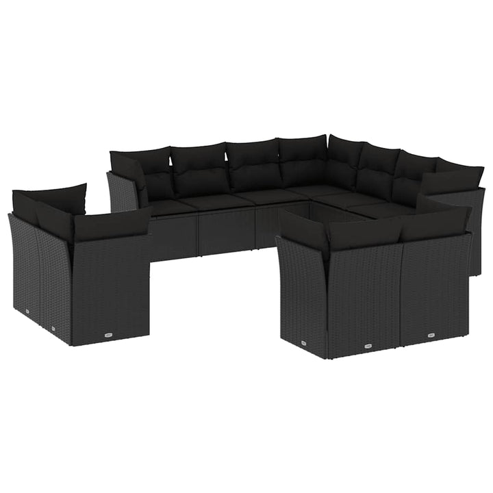 sofasæt til haven 11 dele med hynder polyrattan sort