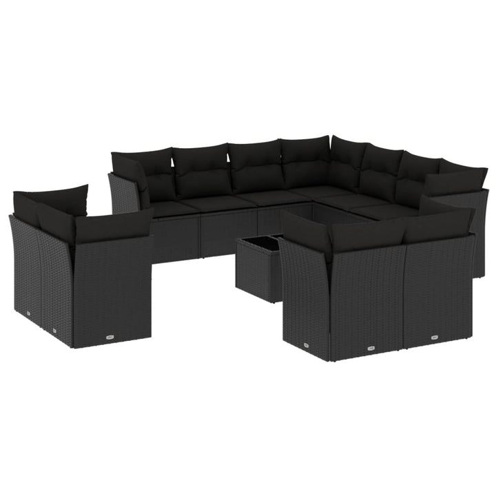 sofasæt til haven 12 dele med hynder polyrattan sort