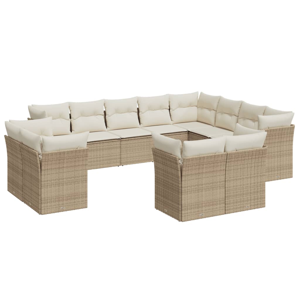 sofasæt til haven 12 dele med hynder polyrattan beige