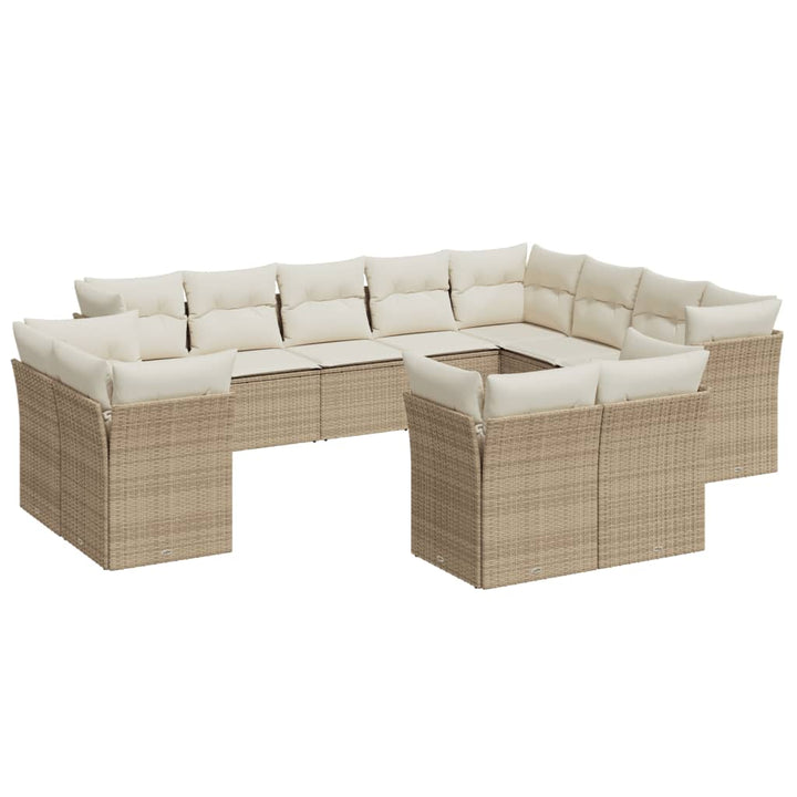 sofasæt til haven 12 dele med hynder polyrattan beige