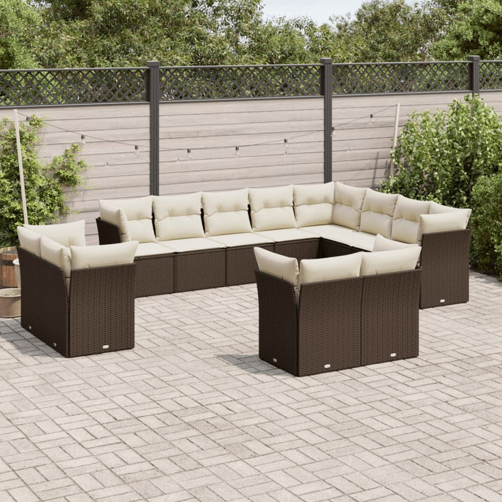 sofasæt til haven 12 dele med hynder polyrattan brun