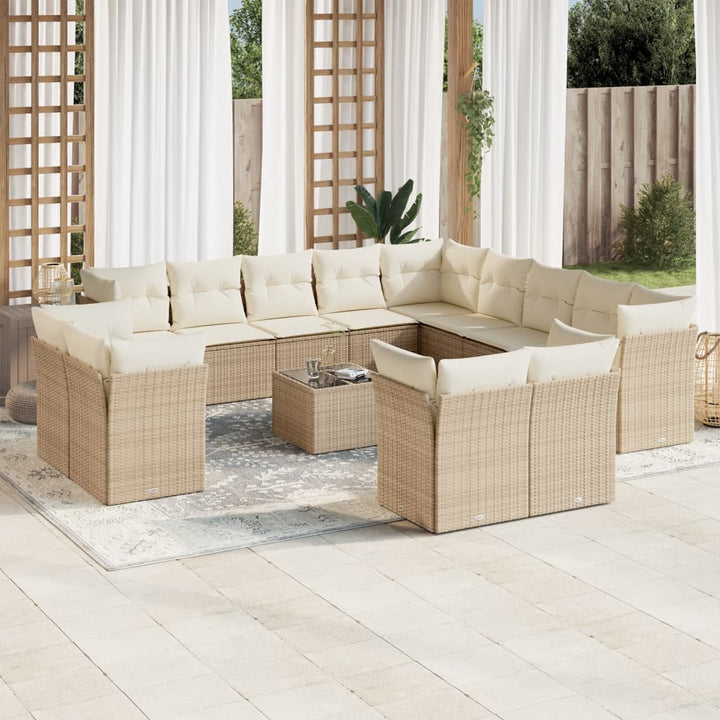sofasæt til haven 14 dele med hynder polyrattan beige