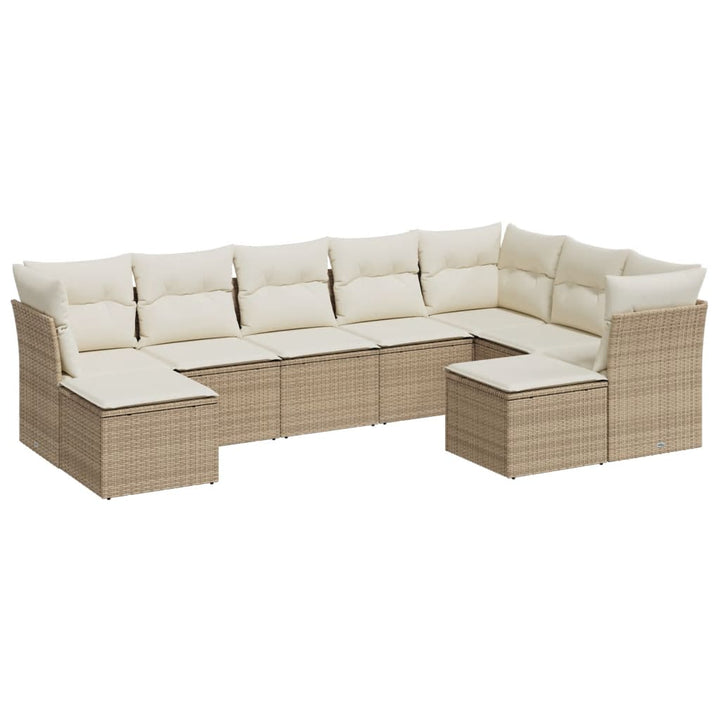 sofasæt til haven 9 dele med hynder polyrattan beige