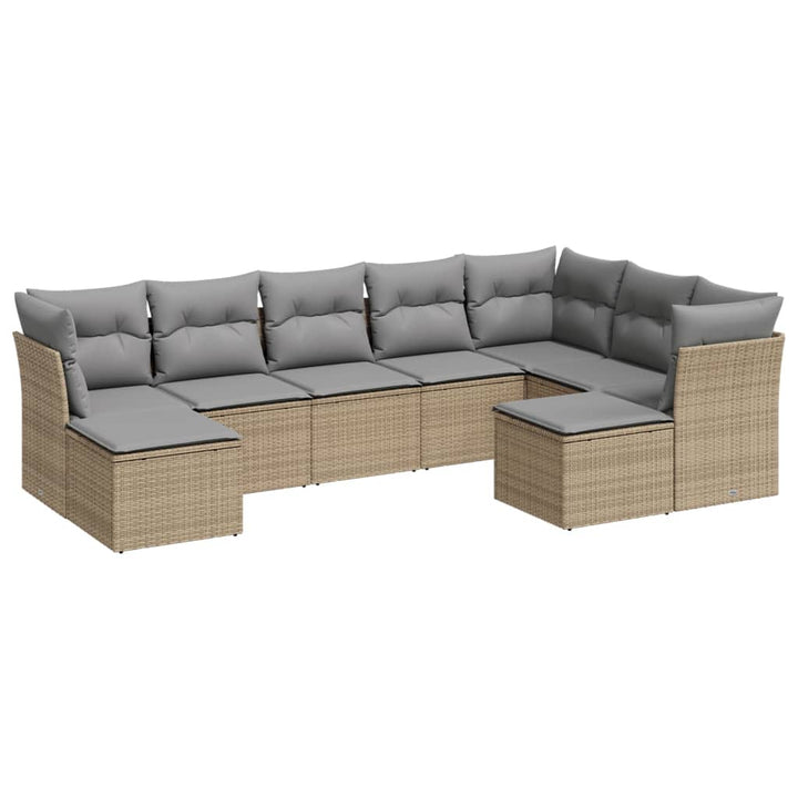 sofasæt til haven 9 dele med hynder polyrattan beige