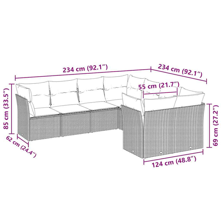 sofasæt til haven 8 dele med hynder polyrattan lysegrå
