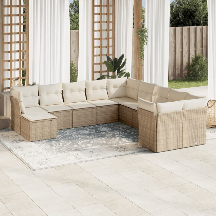 sofasæt til haven 11 dele med hynder polyrattan beige