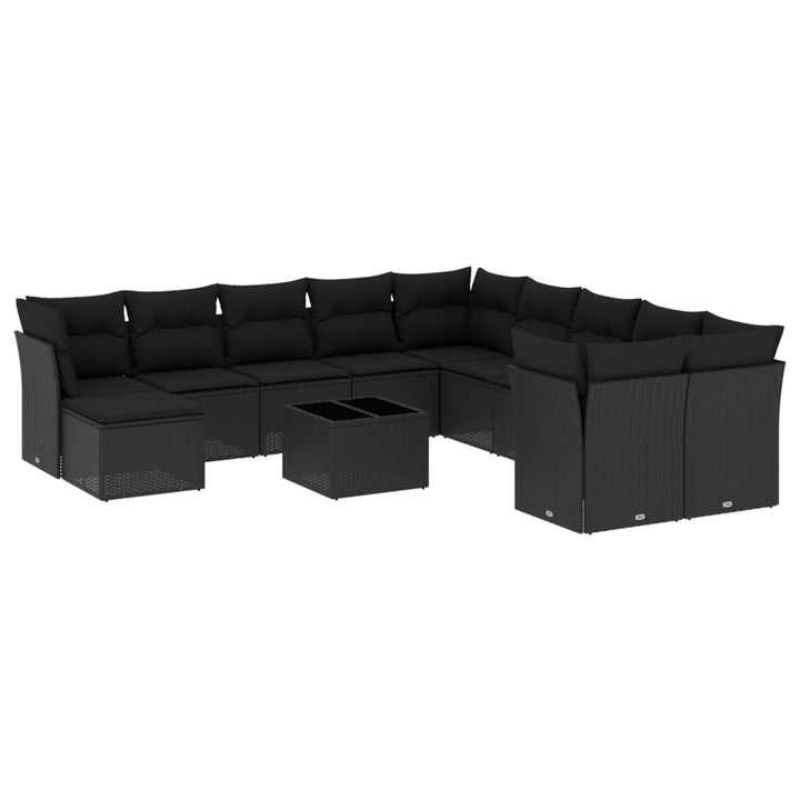 sofasæt til haven 12 dele med hynder polyrattan sort