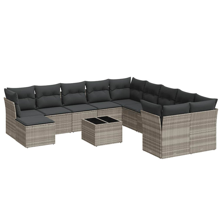 sofasæt til haven 12 dele med hynder polyrattan lysegrå