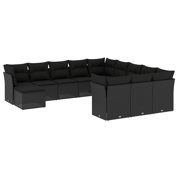 sofasæt til haven 12 dele med hynder polyrattan sort