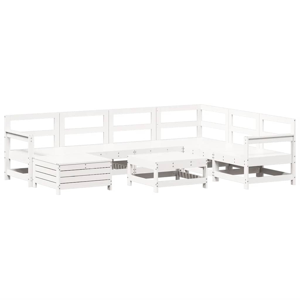 sofasæt til haven 8 dele massivt fyrretræ hvid