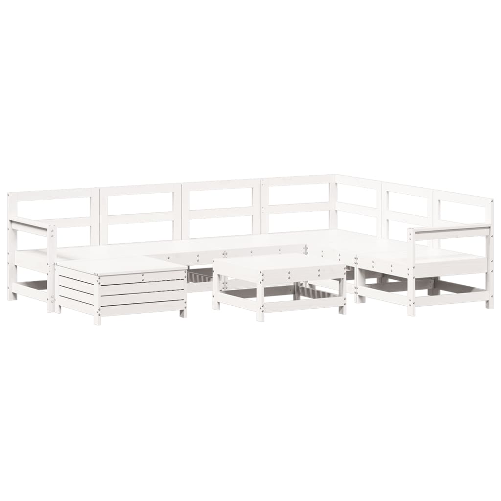 sofasæt til haven 8 dele massivt fyrretræ hvid