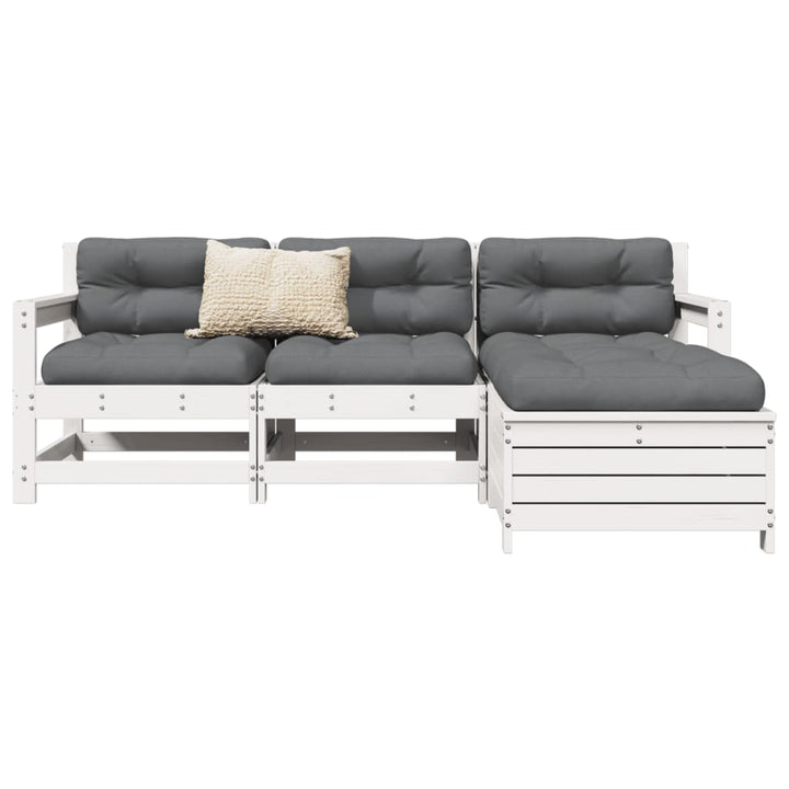 sofasæt til haven 4 dele massivt fyrretræ hvid