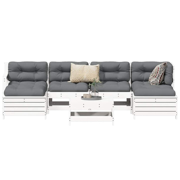 sofasæt til haven 7 dele massivt fyrretræ hvid