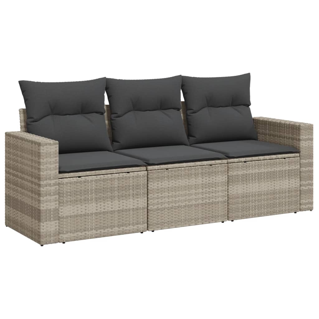sofasæt til haven 3 dele med hynder polyrattan lysegrå