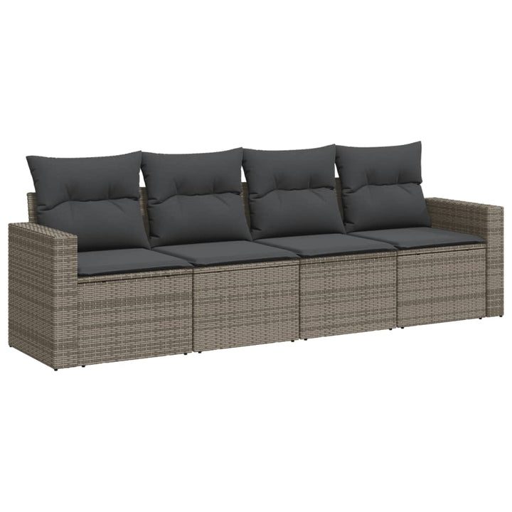 sofasæt til haven 4 dele med hynder polyrattan grå