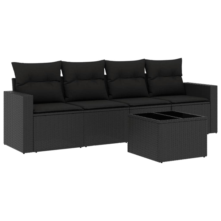 sofasæt til haven 5 dele med hynder polyrattan sort