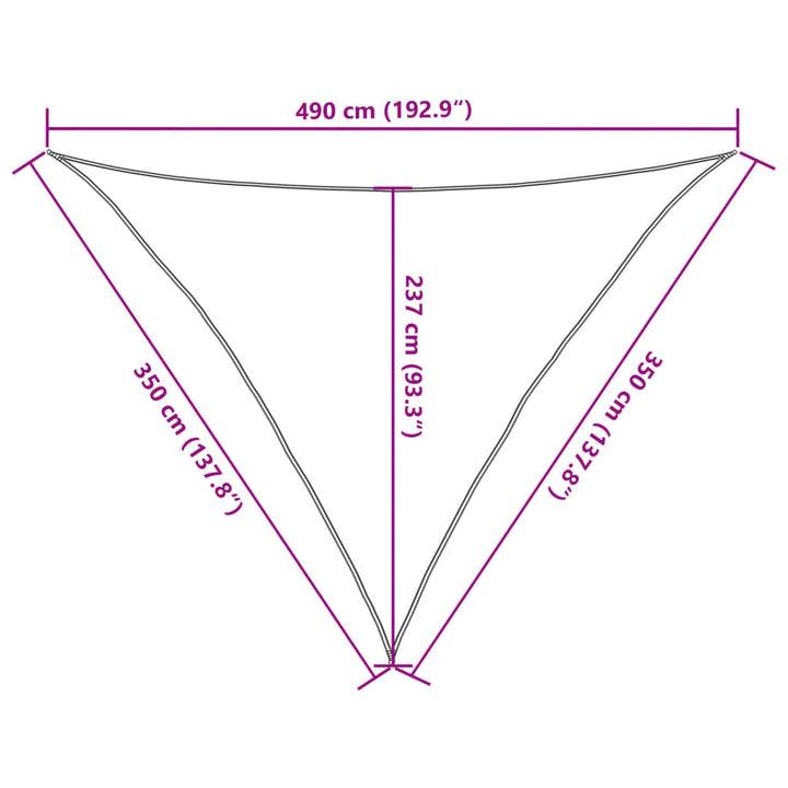 solsejl 3,5x3,5x4,9 m 160 g/m² trekantet HDPE lysegrå