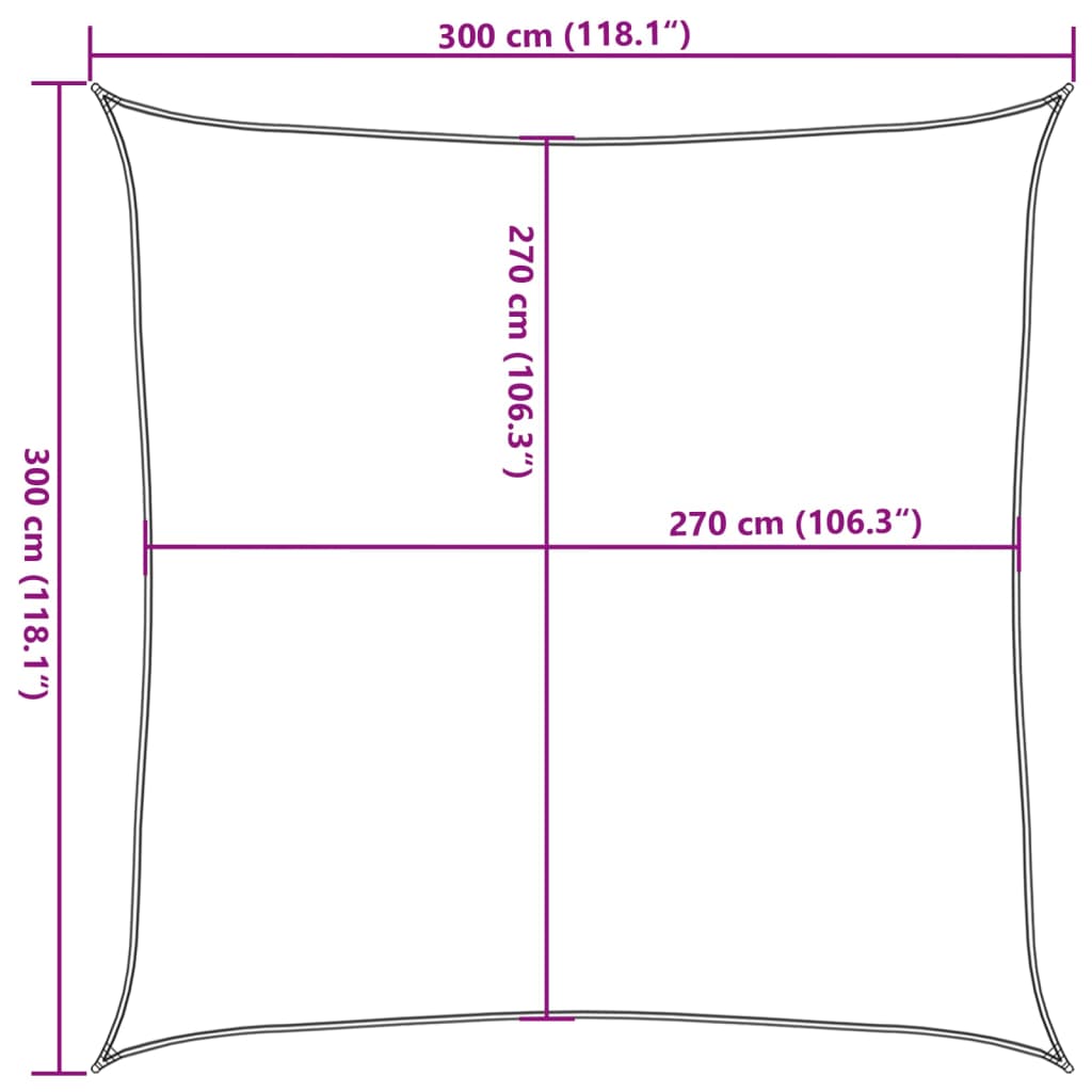 solsejl 3x3 m 160 g/m² firkantet HDPE sandfarvet