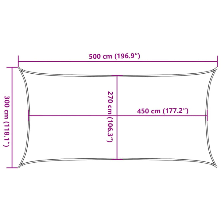 solsejl 3x5 m 160 g/m² HDPE rektangulær sandfarvet