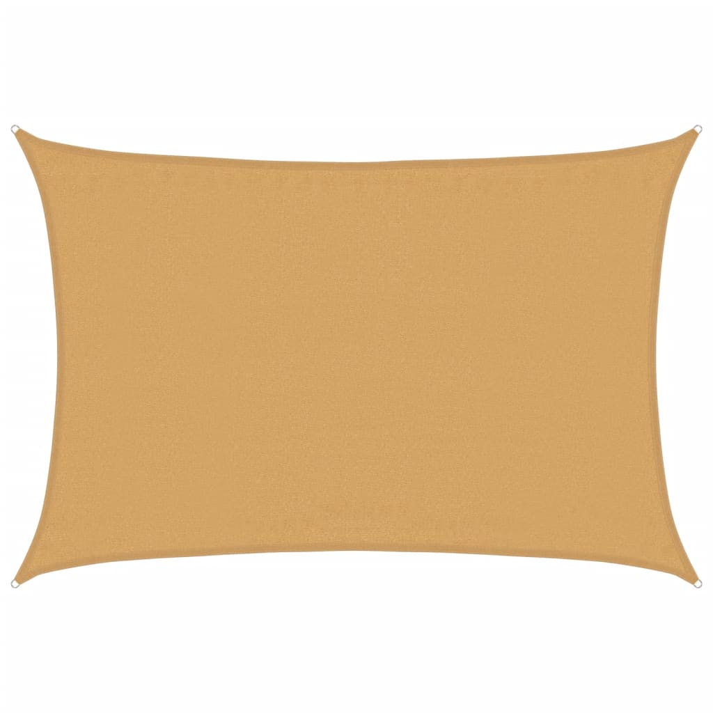 solsejl 3,5x4,5 m rektangulær 160 g/m² HDPE sandfarvet
