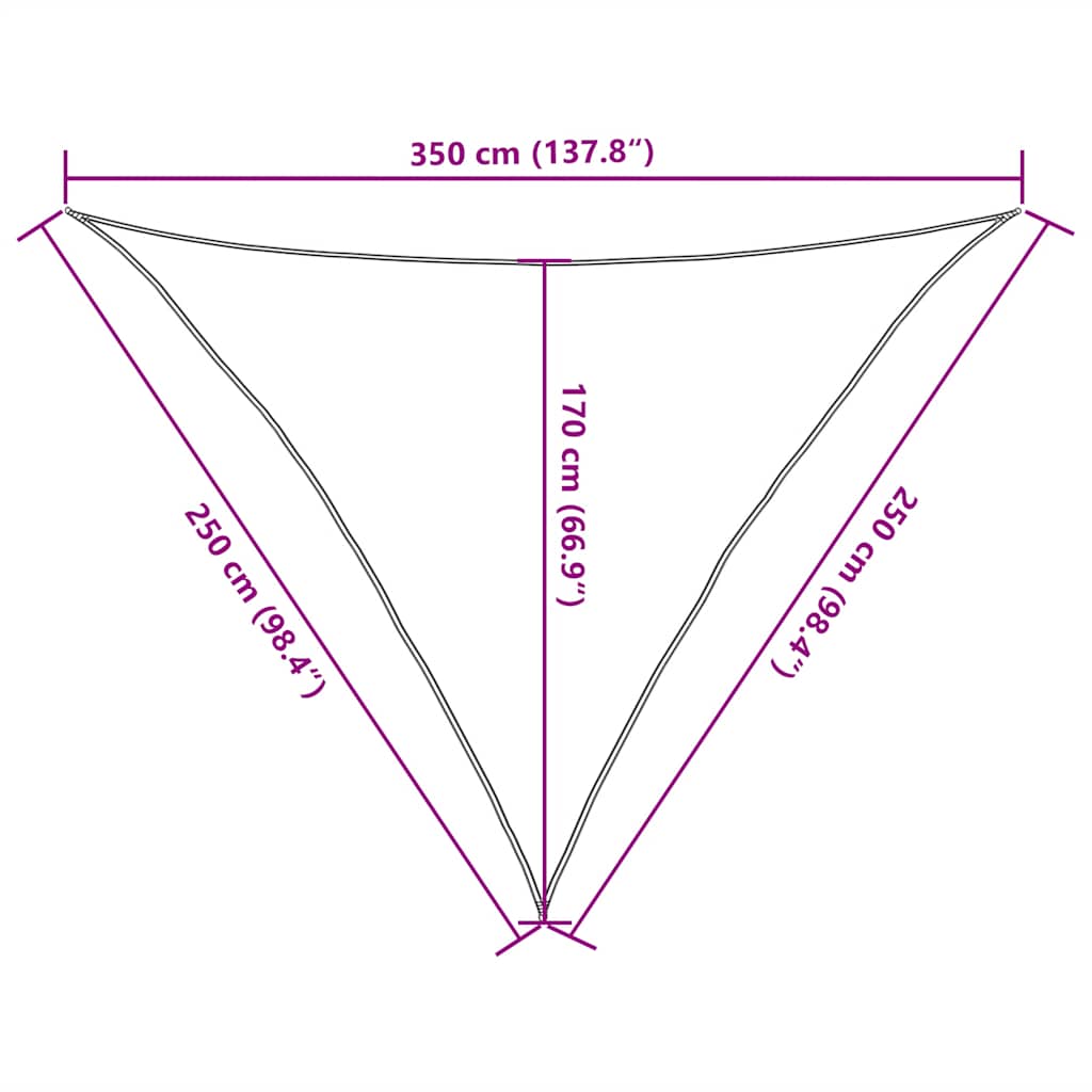 solsejl 2,5x2,5x3,5 m 160 g/m² trekantet HDPE sandfarvet