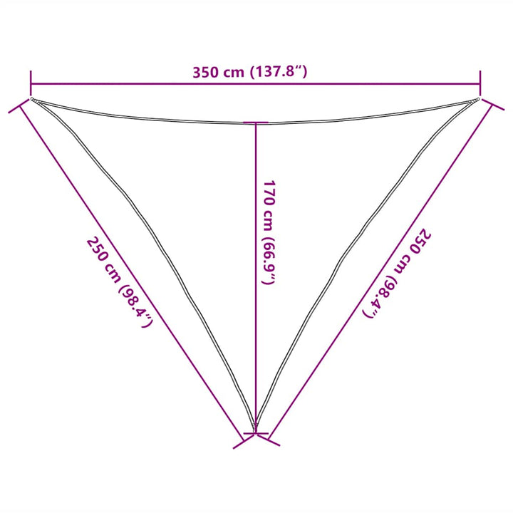 solsejl 2,5x2,5x3,5 m 160 g/m² trekantet HDPE sandfarvet