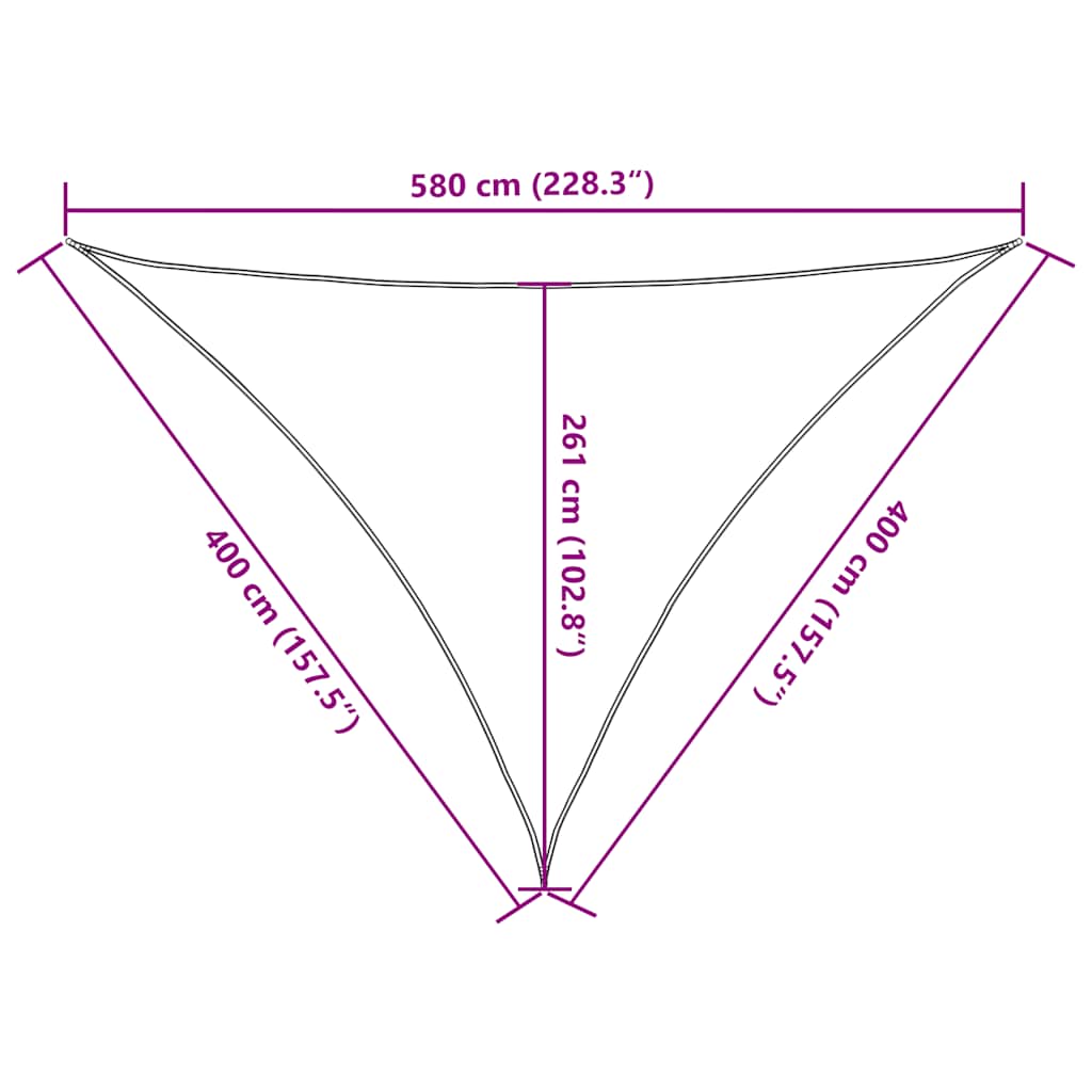 solsejl 4x4x5,8 m 160 g/m² trekantet HDPE sandfarvet
