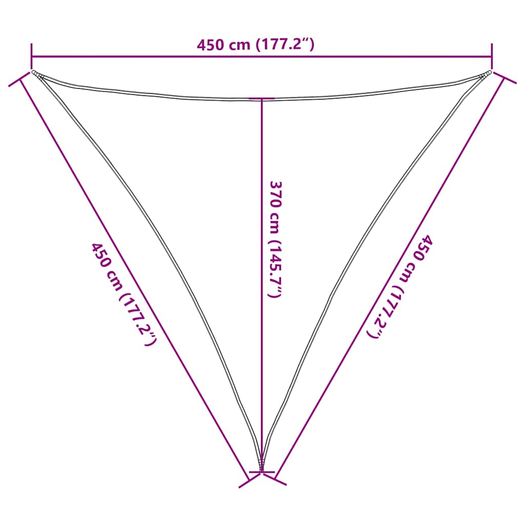 solsejl 4,5x4,5x4,5 m 160 g/m² trekantet HDPE sandfarvet