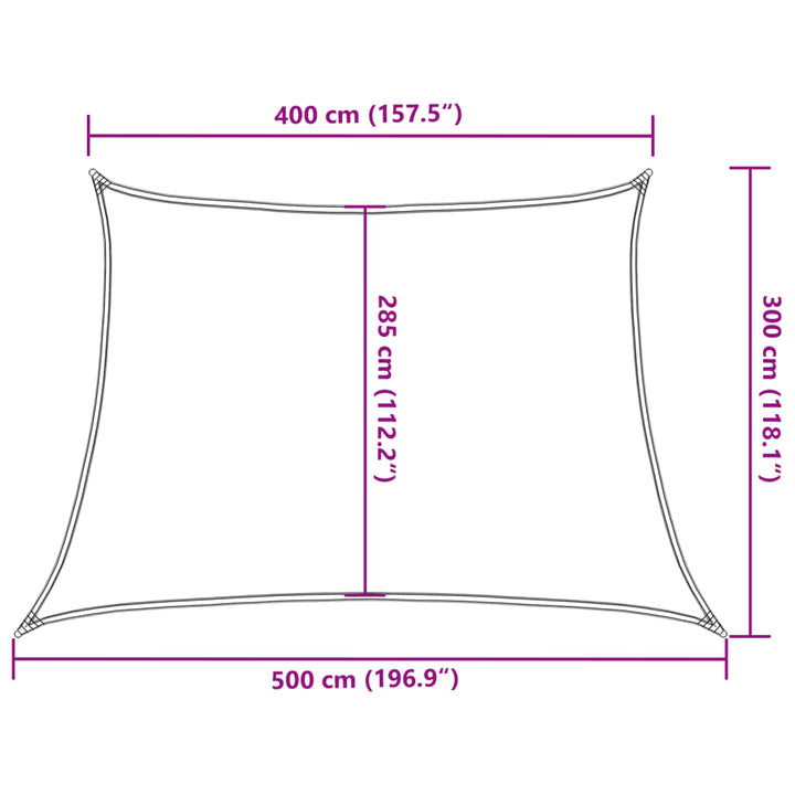 solsejl 4/5x3 m 160 g/m² HDPE trapezformet mørkegrøn